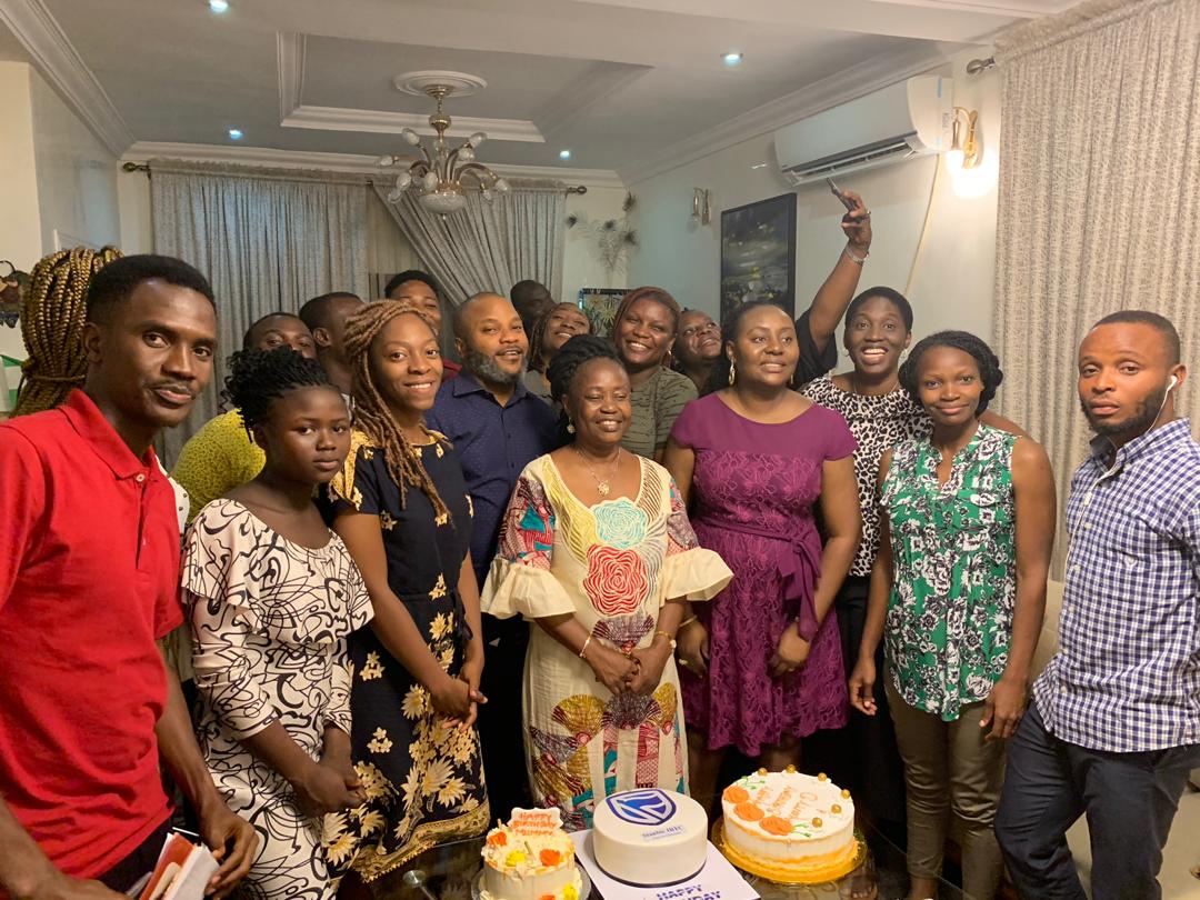 Oludayo Olorundara at a birthday celebration with her church