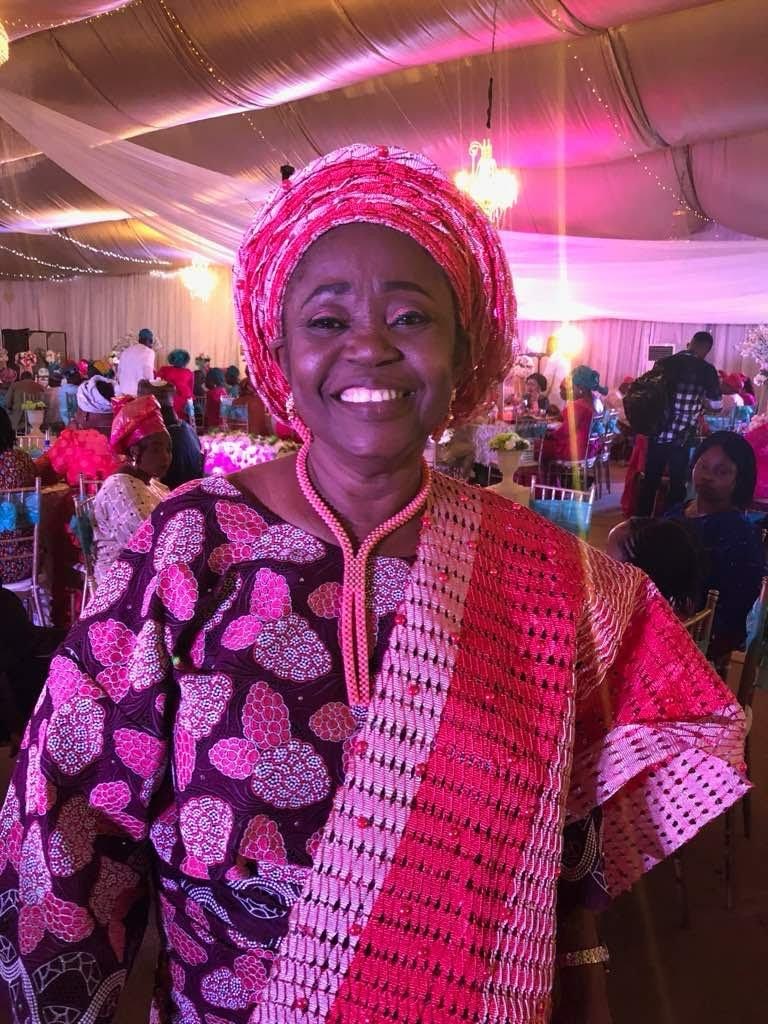 Oludayo Olorundara in a pink gele