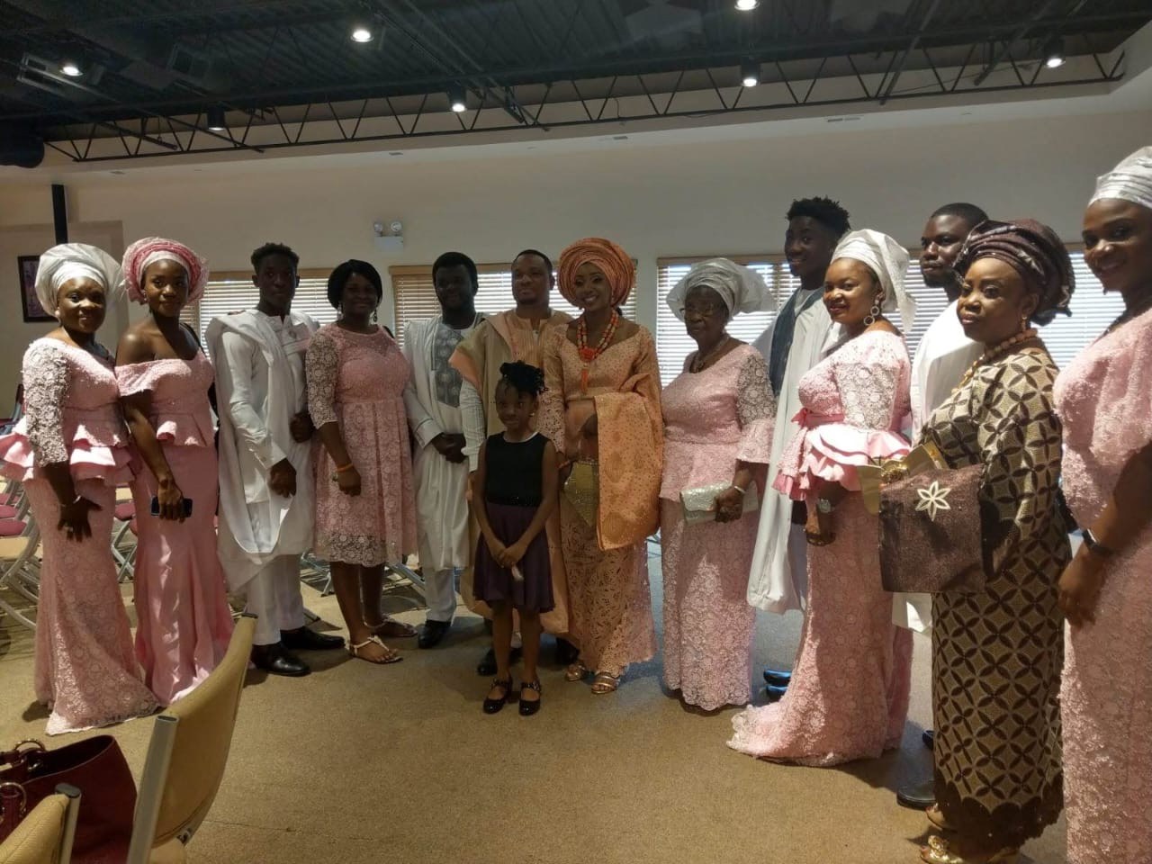 Oludayo Olorundara with her family at her daughter's wedding