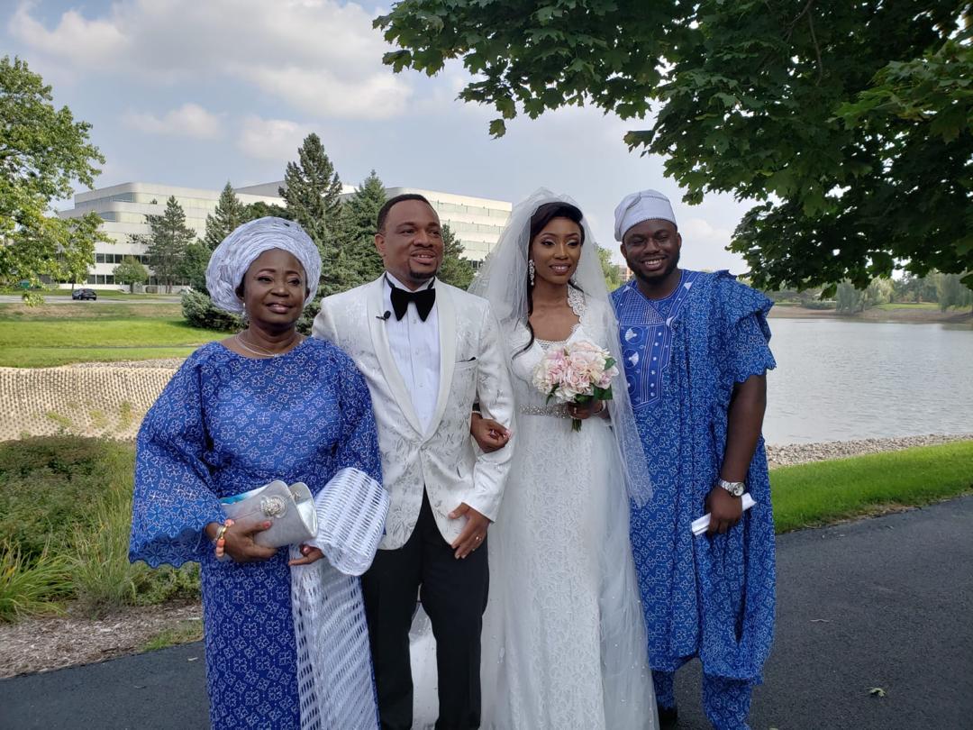 Oludayo Olorundara with family at a wedding